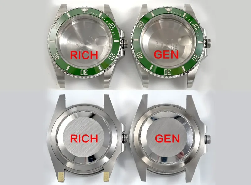 Bezel verde MK2 do Rolex Super Clone da RICH comparado ao bezel do Submariner genuíno
