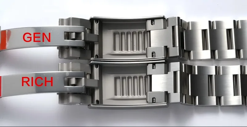 Sistema de microajuste Glidelock do Rolex Super Clone RICH comparado ao Glidelock do Submariner genuíno